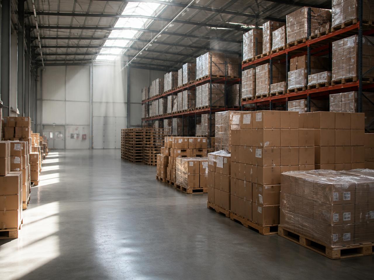 Cargas consolidadas paletizadas prontas para coleta e entrega